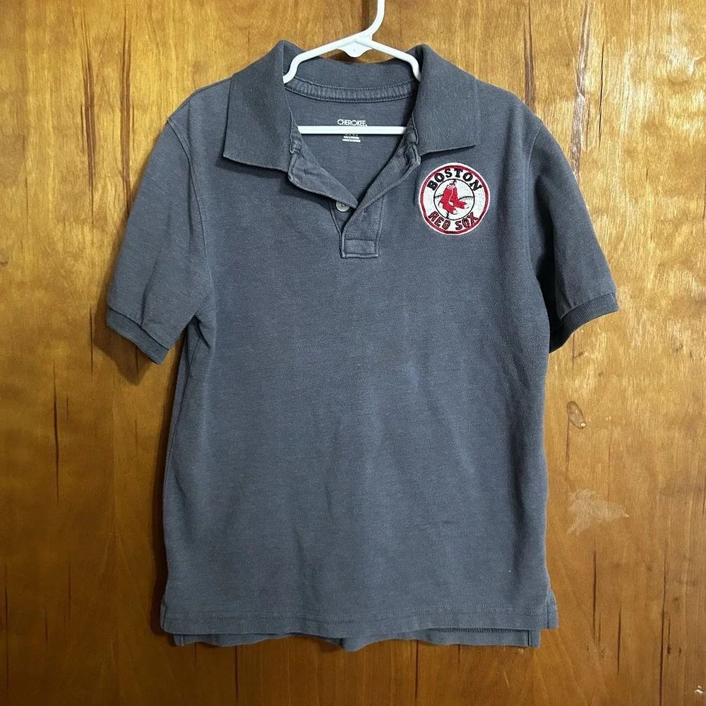 Boy's Cherokee size Small 6/7 Gray‎ Boston Red Sox Polo Shirt